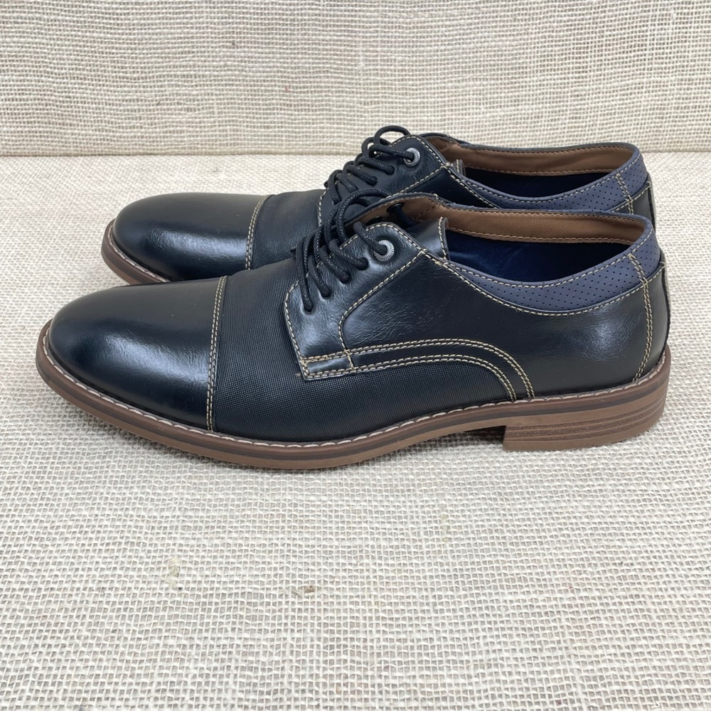 CHAPS Mens Black Cap Toe‎ Oxford Dress Shoes Size 9.5 Wide - Picture 5 of 8